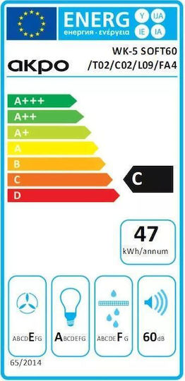 Akpo WK-5 Soft 60 Απορροφητήρας Καμινάδα 60cm Λευκός