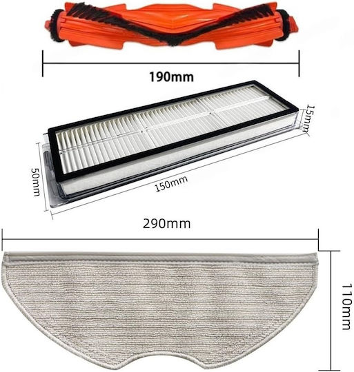 Сет 7 Бр Резервни Части Xiaomi Mijia 1t Mop 2 Pro+ Stytj02zhm Черни Oem