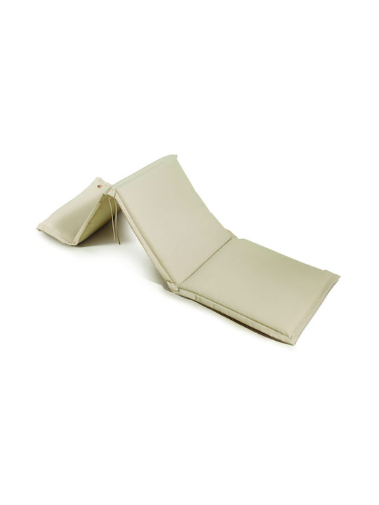 Lianos Waterproof Sunbed Cushion with Backrest Ecru 58x196cm