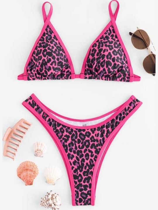 Set Bikini Τριγωνάκι Animal Print Φουξ