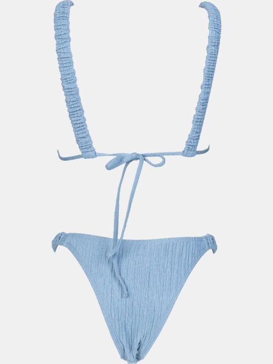 Set Bikini Dreieck Oberteil Blau Indigo