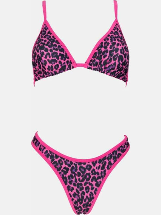 Set Bikini Τριγωνάκι Animal Print Φουξ