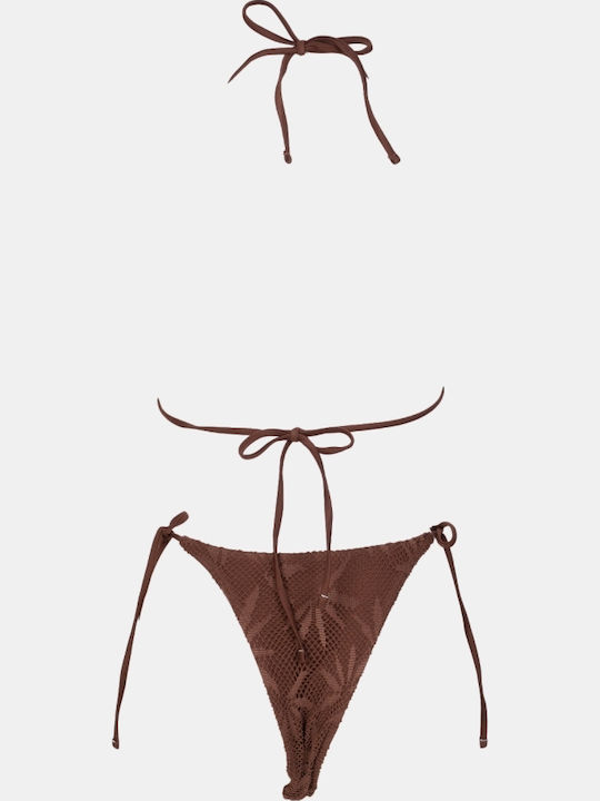 Set Bikini 3 Τεμαχίων Τριγωνάκι Καφε Σκουρο