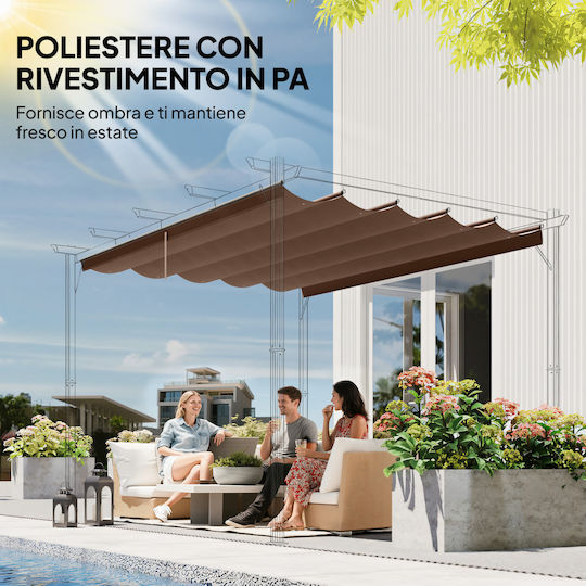 Ersatzdach Pergola Ersatzschirmstoff Braun 3x3m