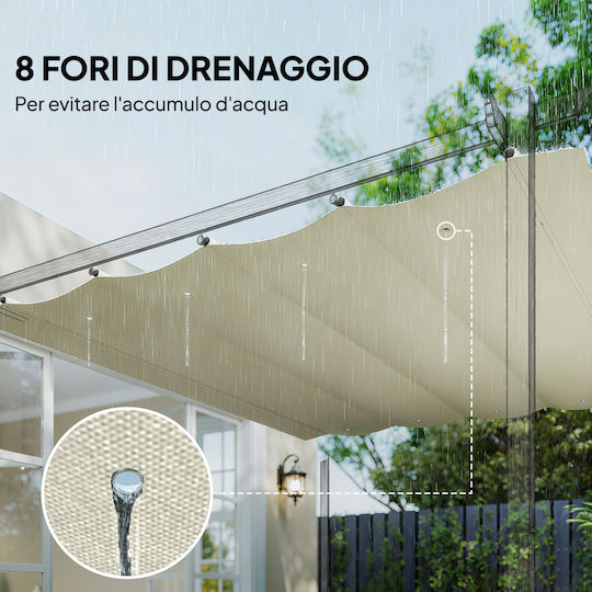 Outsunny Acoperiș Pentru Foișor Bej Cu Strat PU 2.85x2m