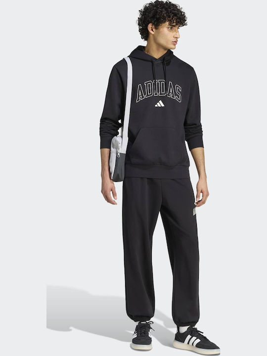 Collegiate Sweatshirt with Hood Black