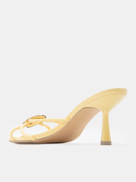 Mules With High Heel In Yellow Colour