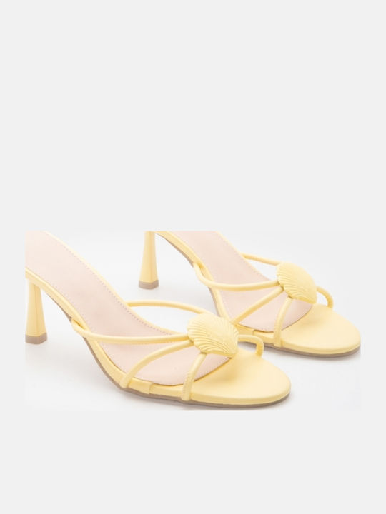 Mules With High Heel In Yellow Colour