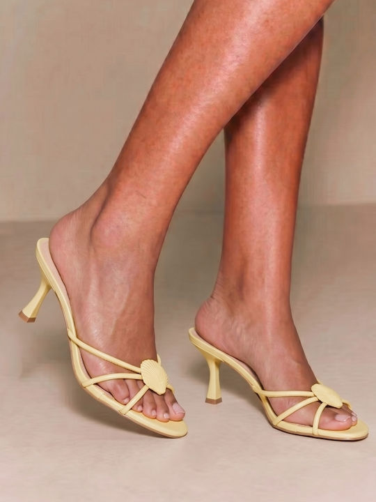 Mules With High Heel In Yellow Colour