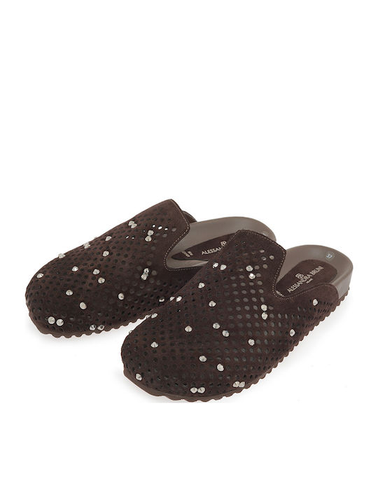 Flat Suede Mules σε Καφέ Χρώμα