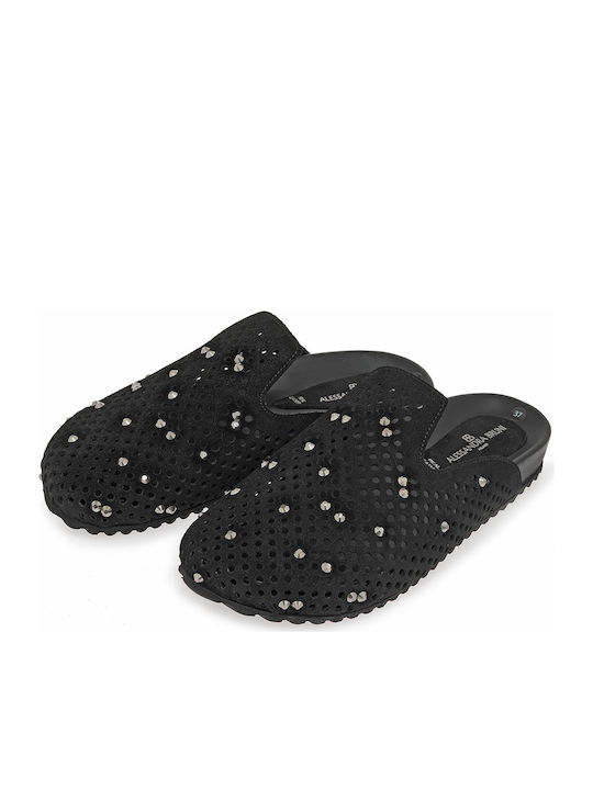 Flat Suede Mules σε Μαύρο Χρώμα