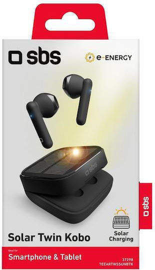 SBS Solar Twin Kobo Earbud Bluetooth Handsfree Ακουστικά με Θήκη Φόρτισης Μαύρα