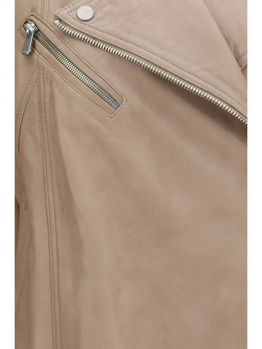 Δερμάτινο Γυναικείο Biker Jacket Natural