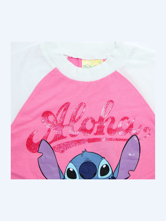 Детски Комплект със Шорти Лятно 2 Части Розово Lilo & Stitch