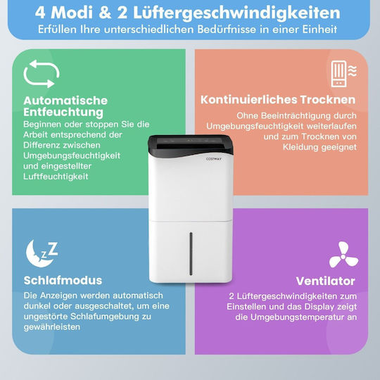 Costway ES10366DE-WH Dehumidifier with Compressor 50l