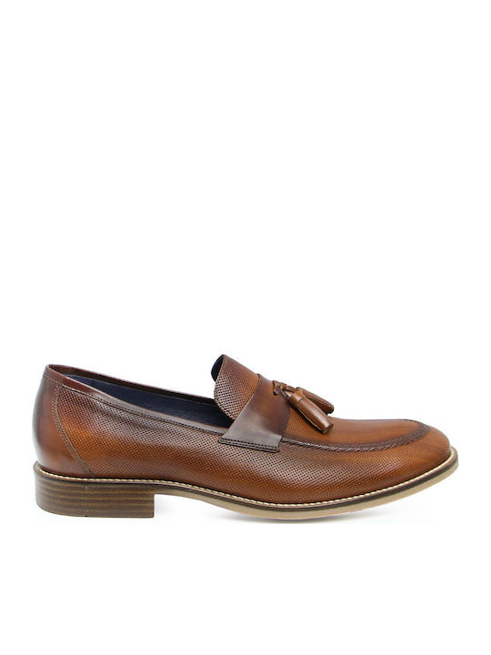 Leather Men's Moccasins In Tabac Brown Colour
