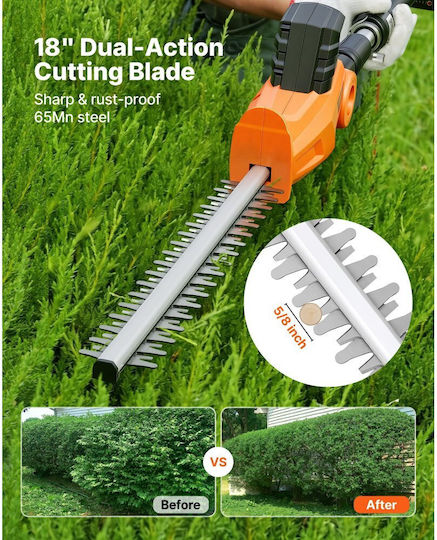 Vevor WXDDLLJ20AHGETIDM001V2 Telescopic Battery Hedge Trimmer 20V with Blade Length 45.72cm