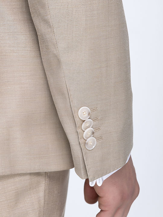 Herrenanzug mit Weste mit Schlanke Passform Beige Hell