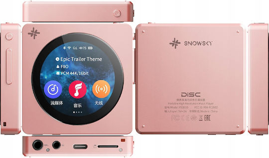 FiiO Snowsky DISC Portable Hi-Res Music Player with Bluetooth 5.4 LDAC, Wi-Fi, USB DAC & Coaxial Output, Pink
