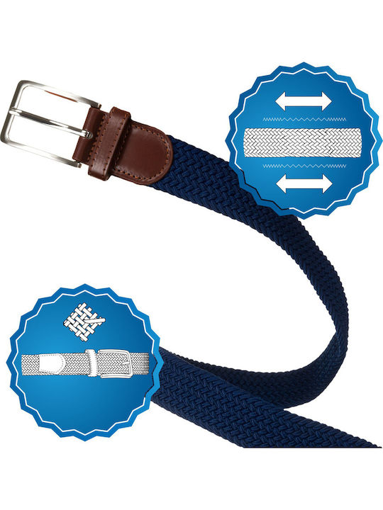 Elastischer Herren Gürtel Leder Gürtel Marineblau