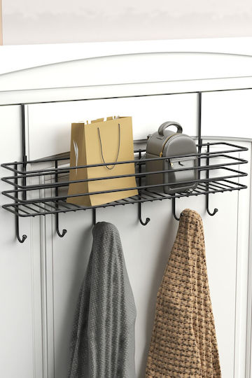SteweHome Agățătoare de Perete Metalică cu 6 Compartimente Neagră 55x13x13cm SteweHome Agățătoare de Perete Metalică cu 6 Compartimente Neagră 55x13x13cm