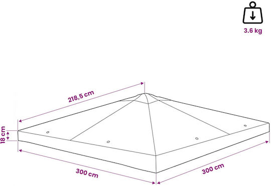 vidaXL Κάλυμμα για Κιόσκι Καφέ 3x3m