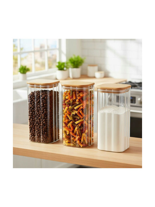 Vilde Glass Transparent Jar for Coffee / Pasta with Lid 1600ml