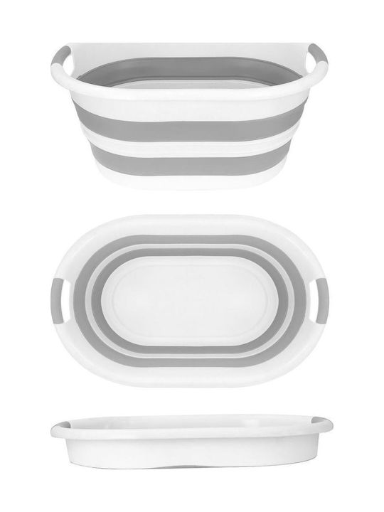 SteweHome Set Laundry Baskets Plastic Collapsible 38lt Grey