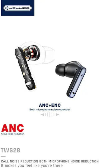Jellico In-ear Bluetooth Handsfree Earphones with Charging Case Black