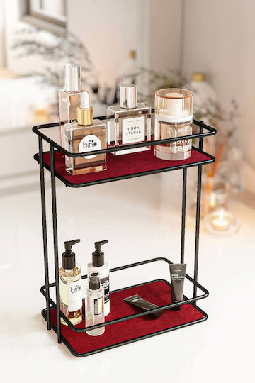 Stewehome Double Layer Makeup Jewelry Organizer Metal Black 19x12x26 Cm