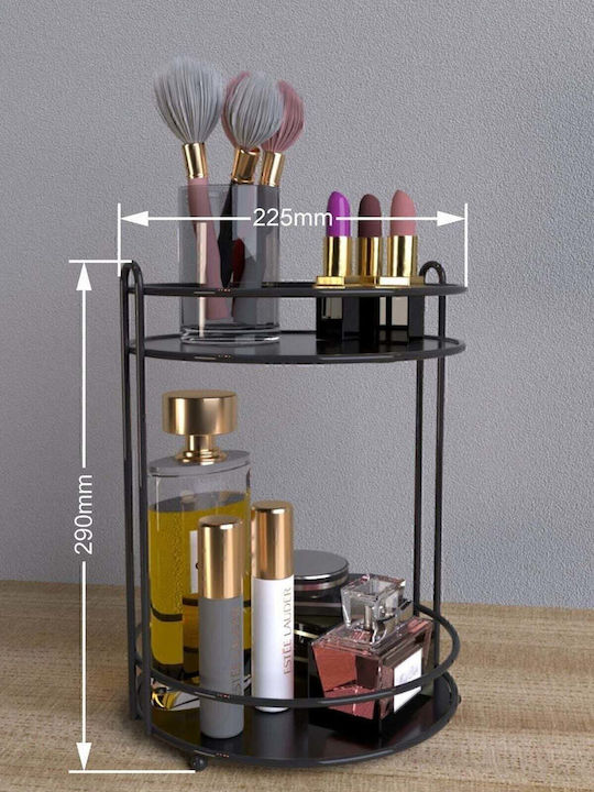 Stewehome Two-Tier Metal Bathroom Organizer Shelf for Cosmetics Spices Grey