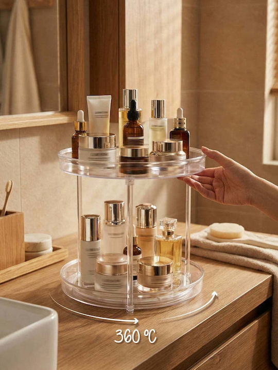 Stewehome Double Rotating Bathroom Kitchen Organizer Acrylic Transparent