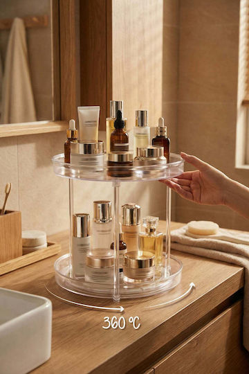 Stewehome Double Rotating Bathroom Kitchen Organizer Acrylic Transparent