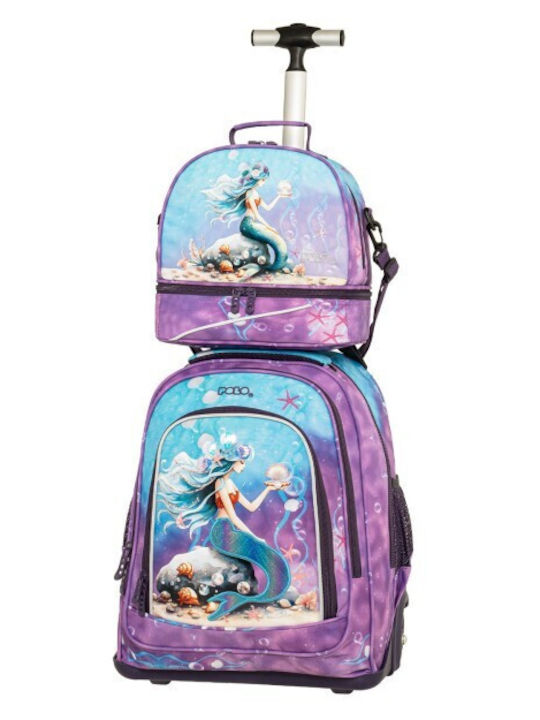 Polo School Trolley Bag Elementary Purple with Water Bottle Holder 30lt