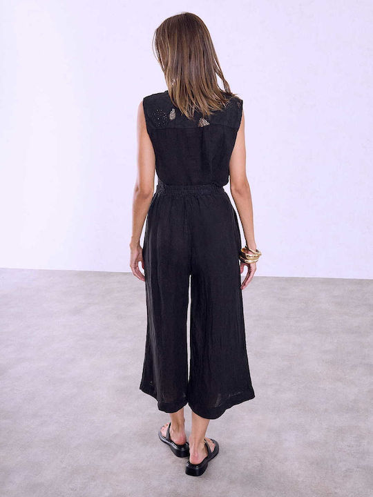 Celestino Γυναικεία Ψηλόμεση Ζιπ Κιλότ με Λάστιχο Loose Fit Celestino Γυναικεία Ψηλόμεση Ζιπ Κιλότ με Λάστιχο Loose Fit