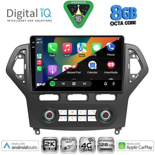 Digital IQ Car Audio System for Ford Mondeo 2007-2011 with Clima (Bluetooth/USB/WiFi/GPS/Apple CarPlay/Android Auto) with 10" Touch Screen