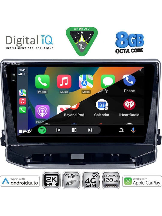 Digital IQ Auto-Audiosystem für Jeep Compass 2022 mit Klima (Bluetooth/USB/Eingebautes Wi-Fi/GPS/Apple CarPlay/Android Auto) mit 10 Zoll Touchscreen