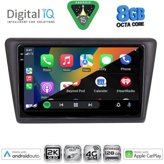 Digital IQ Ηχοσύστημα Αυτοκινήτου για Skoda Rapid 2014-2019 με Clima (Bluetooth/USB/WiFi/GPS/Apple-Carplay/Android-Auto) με Οθόνη Αφής 9"