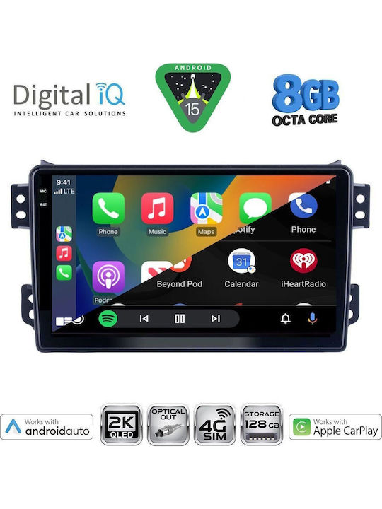 Digital IQ Car Audio System for Opel Agila Suzuki Splash 2008-2018 Bluetooth USB WiFi GPS Apple CarPlay Android Auto with 9" Touch Screen
