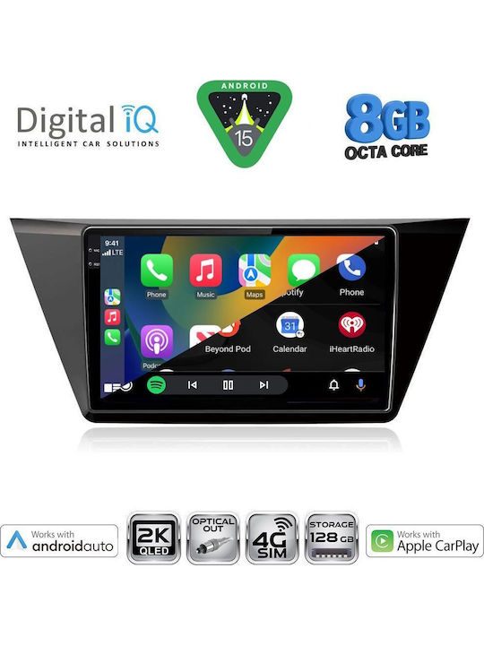 Digital IQ Car Audio System for Volkswagen Touran 2016 (Bluetooth/USB/WiFi/GPS/Apple CarPlay/Android Auto) with 10" Touch Screen