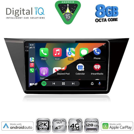 Digital IQ Car Audio System for Volkswagen Touran 2016 (Bluetooth/USB/WiFi/GPS/Apple CarPlay/Android Auto) with 10" Touch Screen