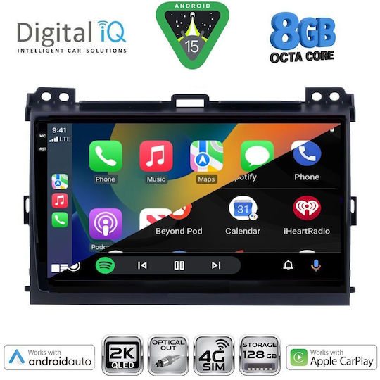 Digital IQ Ηχοσύστημα Αυτοκινήτου για Toyota Land Cruiser 2002-2008 (Bluetooth/USB/WiFi/GPS/Apple-Carplay/Android-Auto) με Οθόνη Αφής 9"