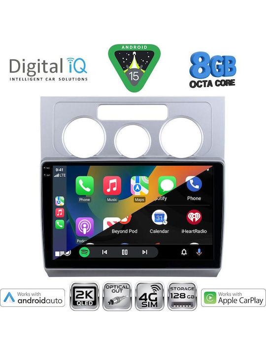 Digital IQ Car Audio System for Volkswagen Touran 2003-2010 with A/C Bluetooth USB Wi-Fi GPS Apple CarPlay Android Auto 10" Touch Screen