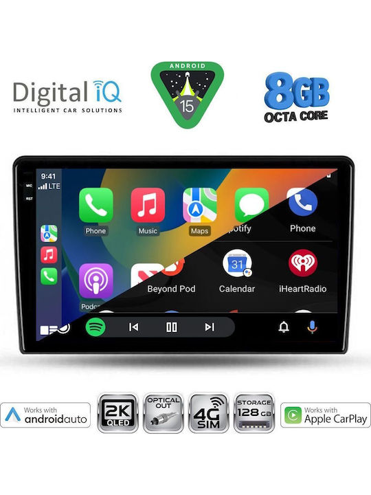 Digital IQ Car Audio System for Ssangyong Rexton 2002-2006 (Bluetooth/USB/WiFi/GPS/Apple CarPlay/Android Auto) with 9" Touch Screen