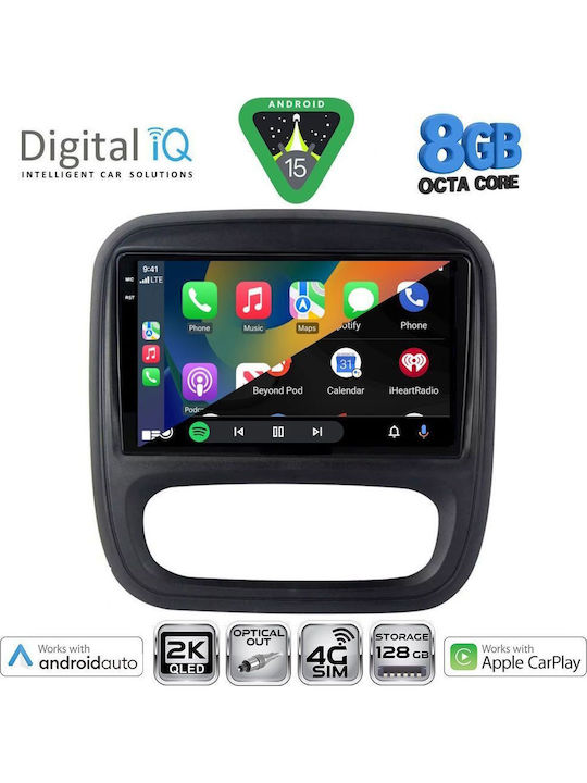 Digital IQ Car Audio System for Opel Vivaro Renault Trafic Nissan NV300 2014-2019 Bluetooth USB WiFi GPS Apple CarPlay Android Auto with 9" Touch Screen