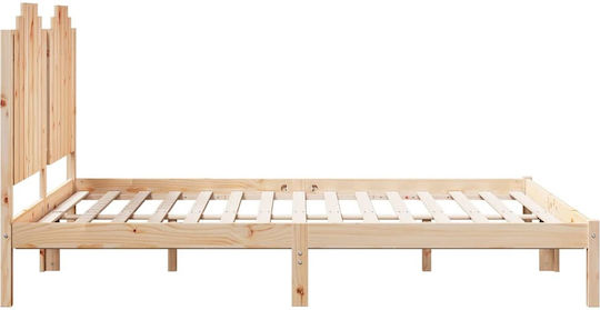 Doppelbett aus Massivholz Beige mit Lattenrost für die Matratze 160x220cm