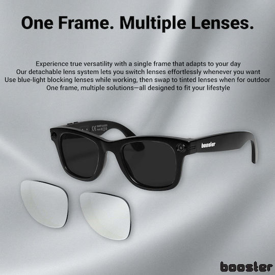 Booster Vision Pro Без Заряден Калъф / Space Titanium Смарт Очилa Черни