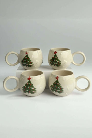 SteweHome Set Christmas Ceramic Mugs 250ml 4 Pieces