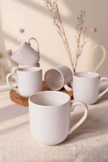 SteweHome Керамична Бежова Чаша 450ml 6 Бройки