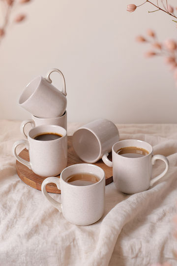 SteweHome Керамична Бежова Чаша 450ml 6 Бройки